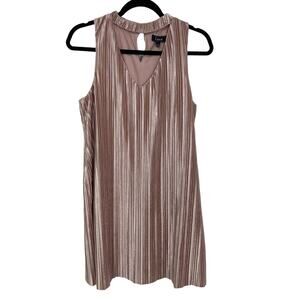 Lux II V Neck Cut Out Velour Pleated Swing Dress Dusty Pink Womens 8